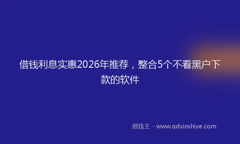 借钱利息实惠2026年推荐,整合5个不看黑户下款的软件