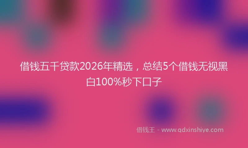 借钱五千贷款2026年精选,总结5个借钱无视黑白100%秒下口子