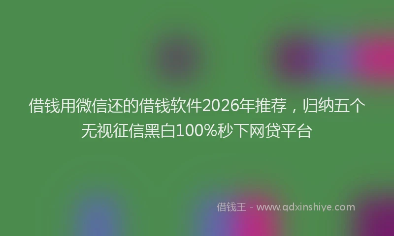 借钱用微信还的借钱软件2026年推荐,归纳五个无视征信黑白100%秒下网贷平台