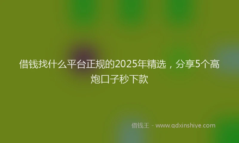 借钱找什么平台正规的2025年精选，分享5个高炮口子秒下款