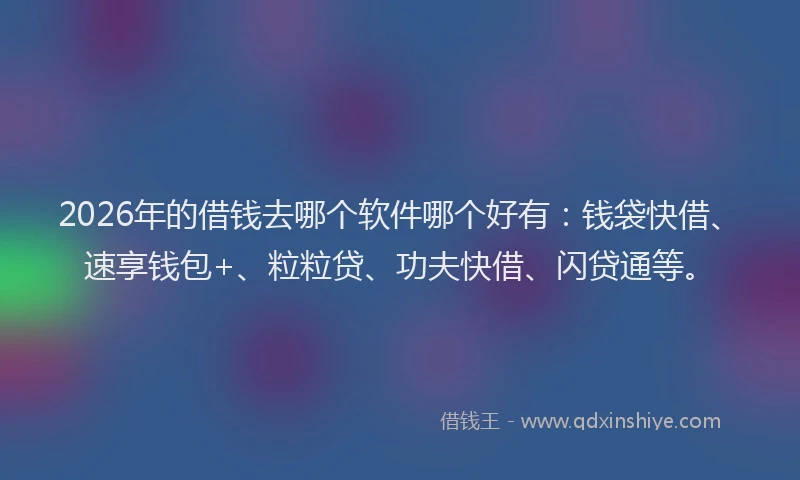 2026年的借钱去哪个软件哪个好有:钱袋快借、速享钱包+、粒粒贷、功夫快借、闪贷通等。