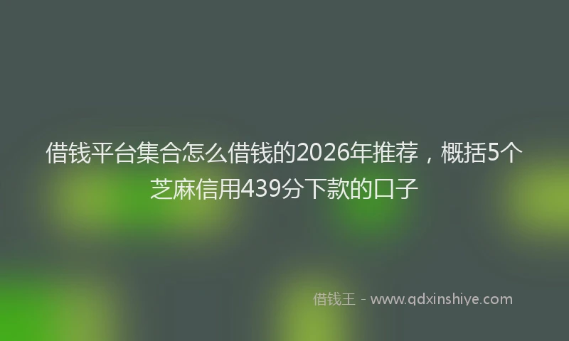 借钱平台集合怎么借钱的2026年推荐，概括5个芝麻信用439分下款的口子