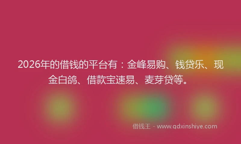 2026年的借钱的平台有：金峰易购、钱贷乐、现金白鸽、借款宝速易、麦芽贷等。