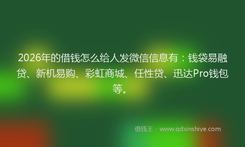 2026年的借钱怎么给人发微信信息有：钱袋易融贷、新机易购、彩虹商城、任性贷、迅达Pro钱包等。