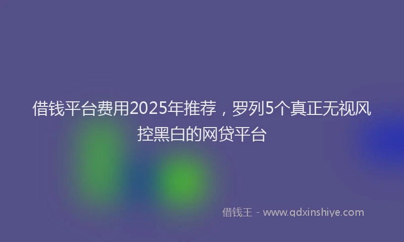 借钱平台费用2025年推荐，罗列5个真正无视风控黑白的网贷平台