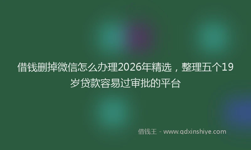 借钱删掉微信怎么办理2026年精选，整理五个19岁贷款容易过审批的平台