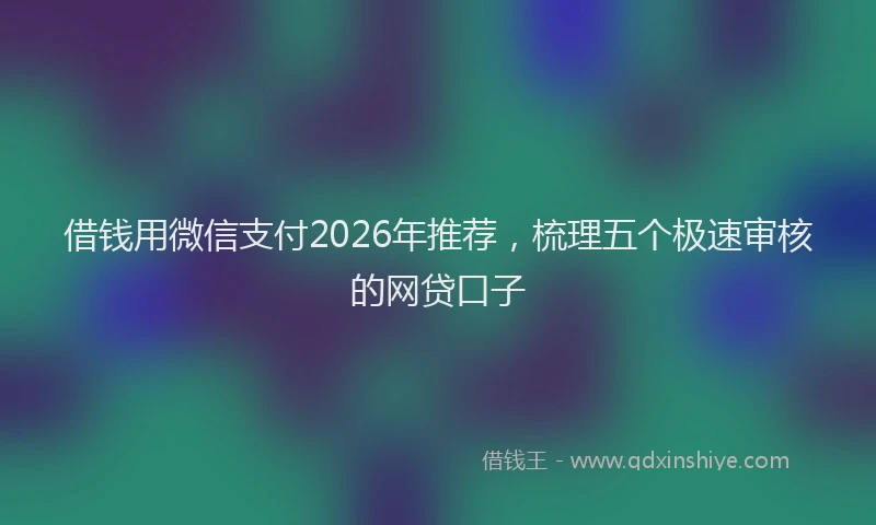 借钱用微信支付2026年推荐，梳理五个极速审核的网贷口子