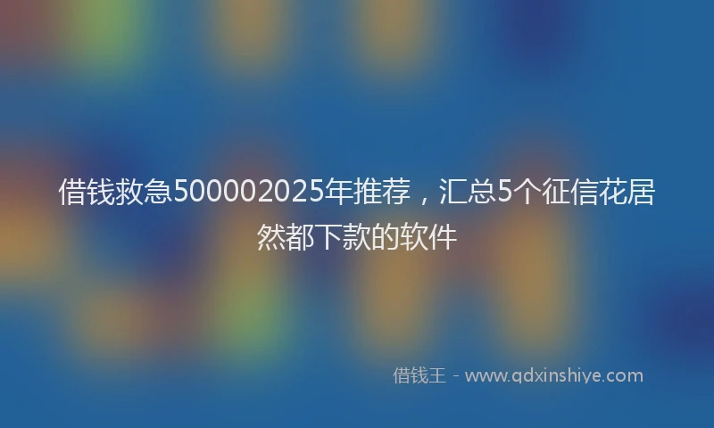 借钱救急500002025年推荐，汇总5个征信花居然都下款的软件