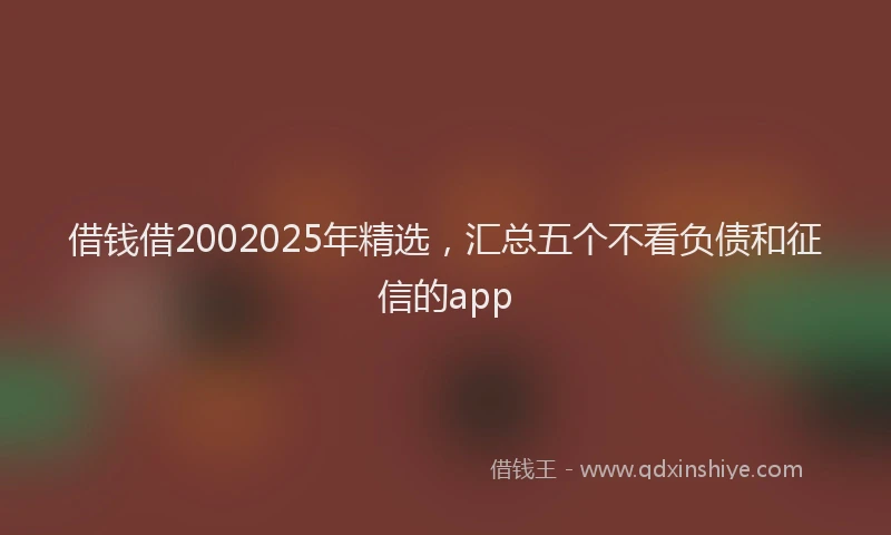 借钱借2002025年精选，汇总五个不看负债和征信的app