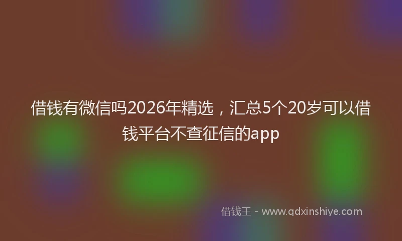 借钱有微信吗2026年精选，汇总5个20岁可以借钱平台不查征信的app