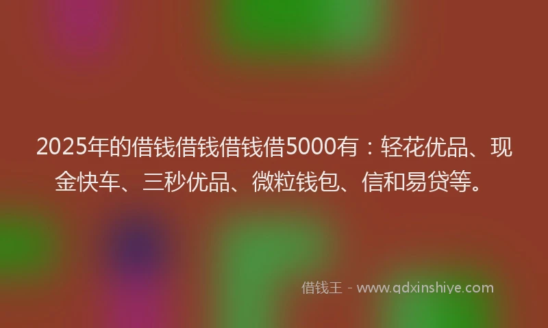 2025年的借钱借钱借钱借5000有：轻花优品、现金快车、三秒优品、微粒钱包、信和易贷等。