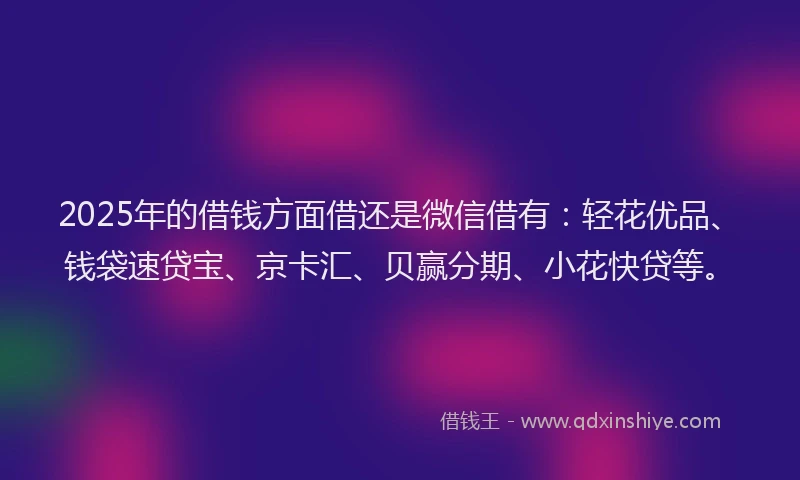 2025年的借钱方面借还是微信借有：轻花优品、钱袋速贷宝、京卡汇、贝赢分期、小花快贷等。