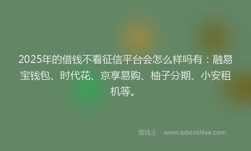 2025年的借钱不看征信平台会怎么样吗有:融易宝钱包、时代花、京享易购、柚子分期、小安租机等。