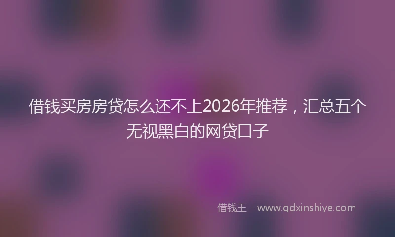 借钱买房房贷怎么还不上2026年推荐，汇总五个无视黑白的网贷口子