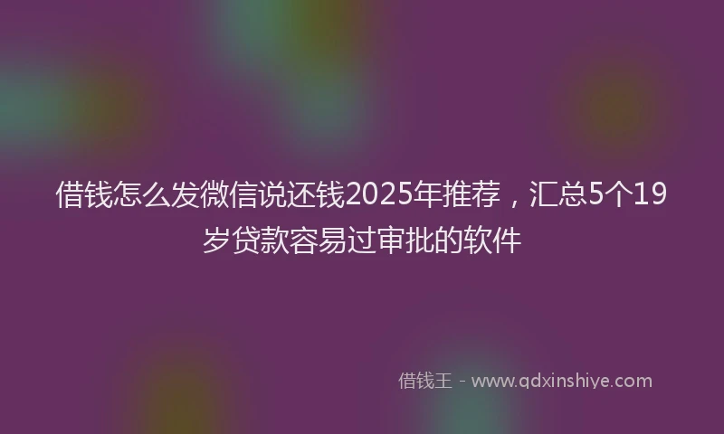 借钱怎么发微信说还钱2025年推荐，汇总5个19岁贷款容易过审批的软件
