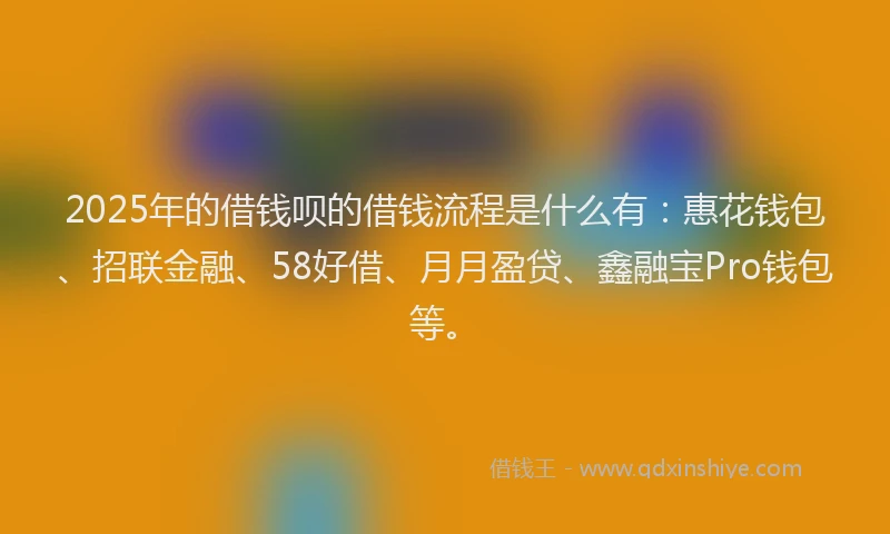 2025年的借钱呗的借钱流程是什么有：惠花钱包、招联金融、58好借、月月盈贷、鑫融宝Pro钱包等。