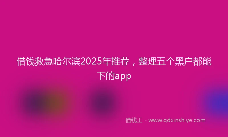 借钱救急哈尔滨2025年推荐，整理五个黑户都能下的app
