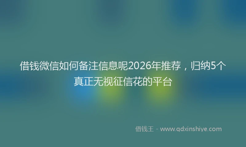 借钱微信如何备注信息呢2026年推荐，归纳5个真正无视征信花的平台