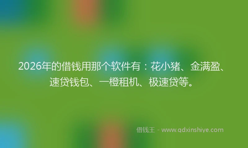 2026年的借钱用那个软件有：花小猪、金满盈、速贷钱包、一橙租机、极速贷等。