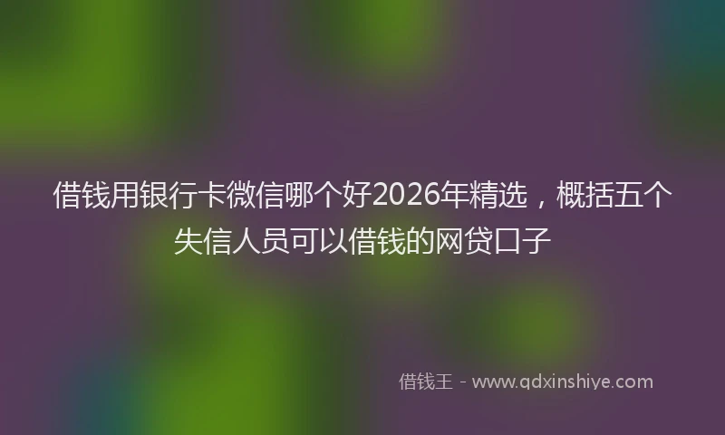 借钱用银行卡微信哪个好2026年精选，概括五个失信人员可以借钱的网贷口子