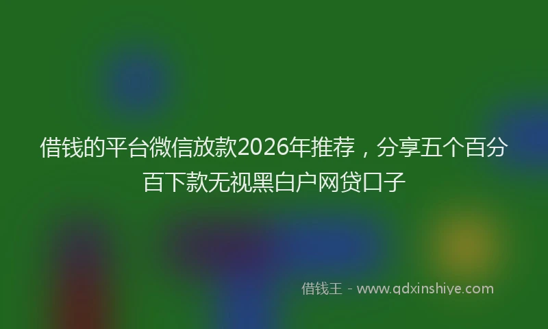 借钱的平台微信放款2026年推荐，分享五个百分百下款无视黑白户网贷口子