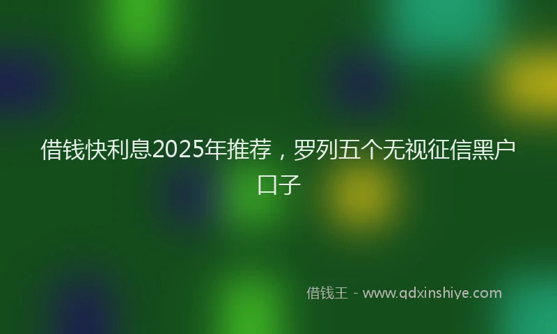 借钱快利息2025年推荐,罗列五个无视征信黑户口子
