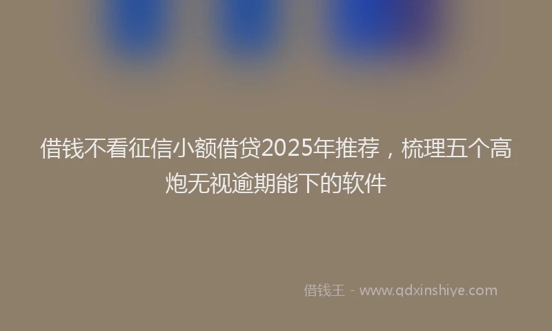 借钱不看征信小额借贷2025年推荐，梳理五个高炮无视逾期能下的软件