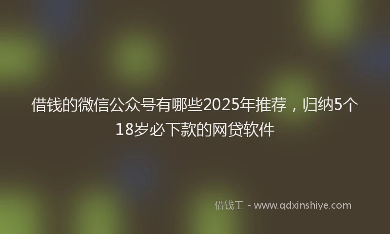 借钱的微信公众号有哪些2025年推荐，归纳5个18岁必下款的网贷软件