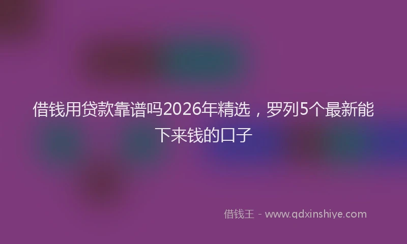 借钱用贷款靠谱吗2026年精选,罗列5个最新能下来钱的口子