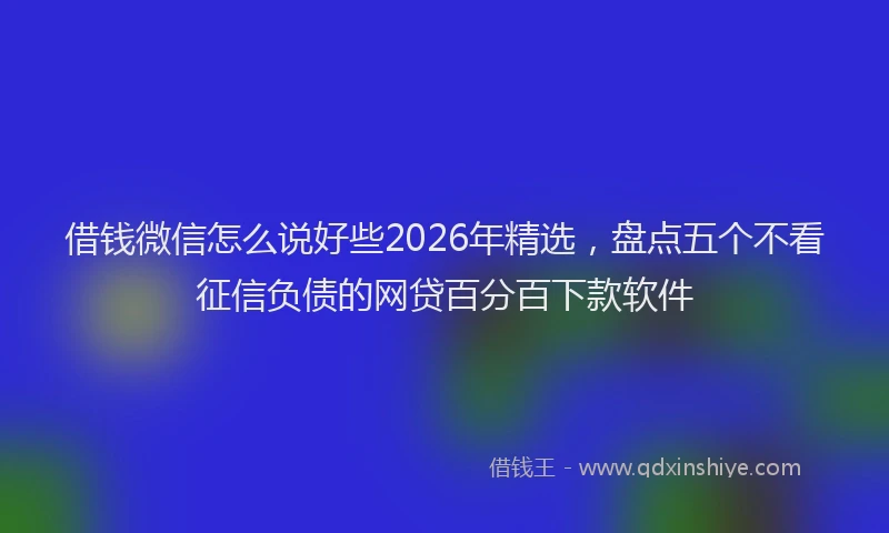 借钱微信怎么说好些2026年精选,盘点五个不看征信负债的网贷百分百下款软件