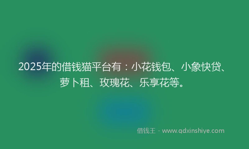 2025年的借钱猫平台有：小花钱包、小象快贷、萝卜租、玫瑰花、乐享花等。