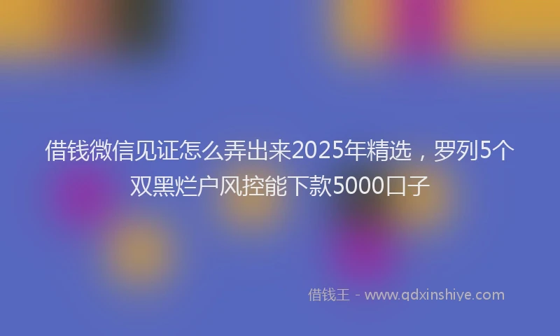 借钱微信见证怎么弄出来2025年精选，罗列5个双黑烂户风控能下款5000口子