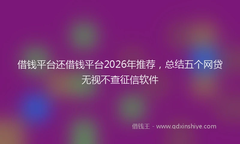 借钱平台还借钱平台2026年推荐,总结五个网贷无视不查征信软件