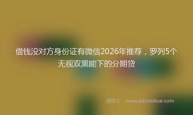 借钱没对方身份证有微信2026年推荐，罗列5个无视双黑能下的分期贷