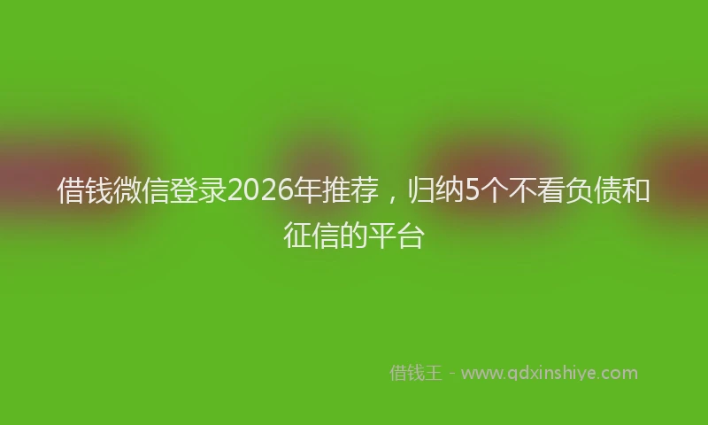 借钱微信登录2026年推荐，归纳5个不看负债和征信的平台