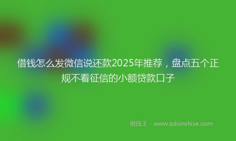 借钱怎么发微信说还款2025年推荐，盘点五个正规不看征信的小额贷款口子