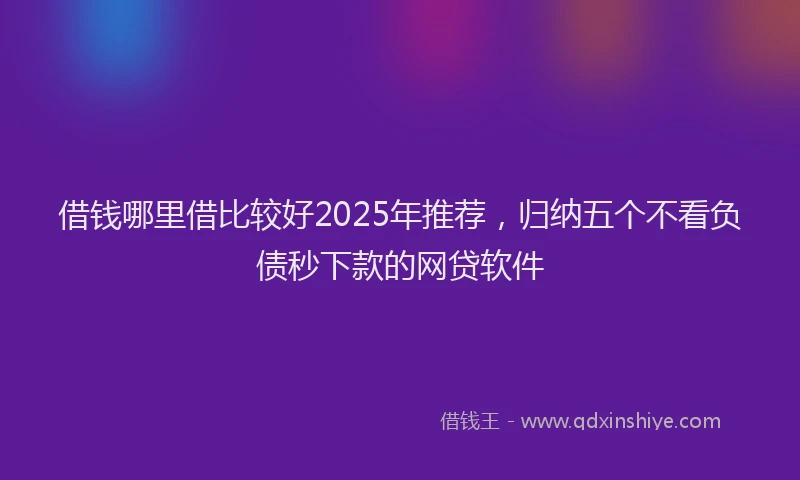 借钱哪里借比较好2025年推荐，归纳五个不看负债秒下款的网贷软件