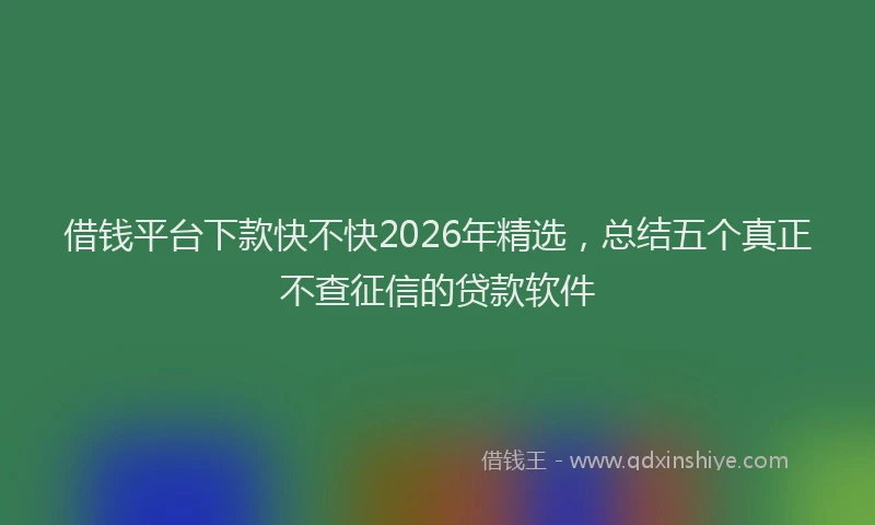 借钱平台下款快不快2026年精选,总结五个真正不查征信的贷款软件