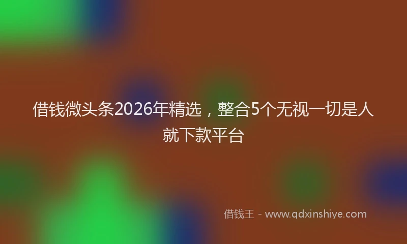借钱微头条2026年精选,整合5个无视一切是人就下款平台