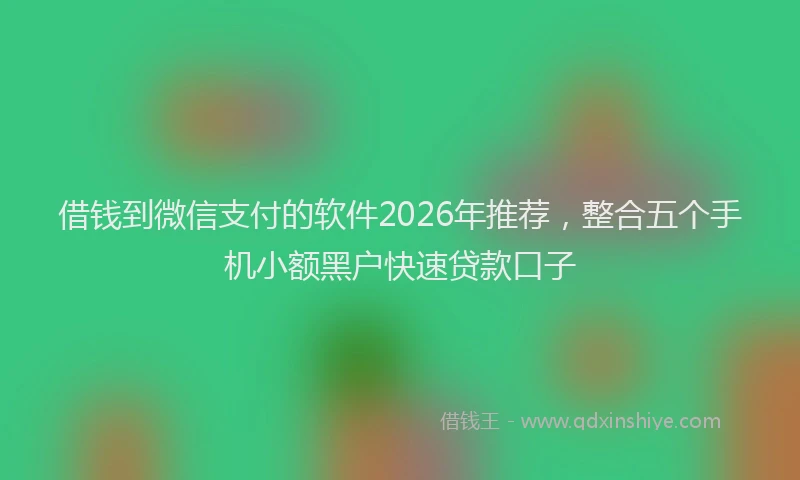 借钱到微信支付的软件2026年推荐,整合五个手机小额黑户快速贷款口子