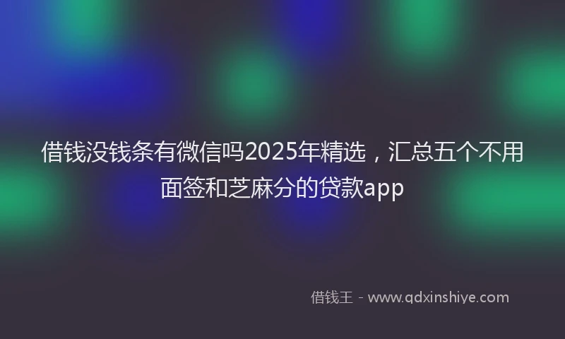 借钱没钱条有微信吗2025年精选，汇总五个不用面签和芝麻分的贷款app