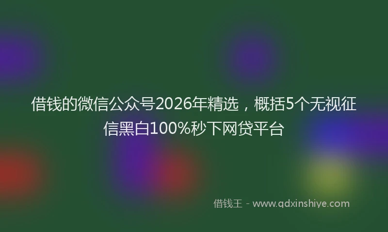 借钱的微信公众号2026年精选,概括5个无视征信黑白100%秒下网贷平台