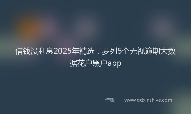 借钱没利息2025年精选，罗列5个无视逾期大数据花户黑户app