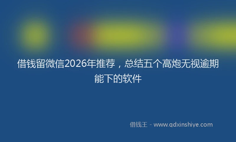 借钱留微信2026年推荐，总结五个高炮无视逾期能下的软件