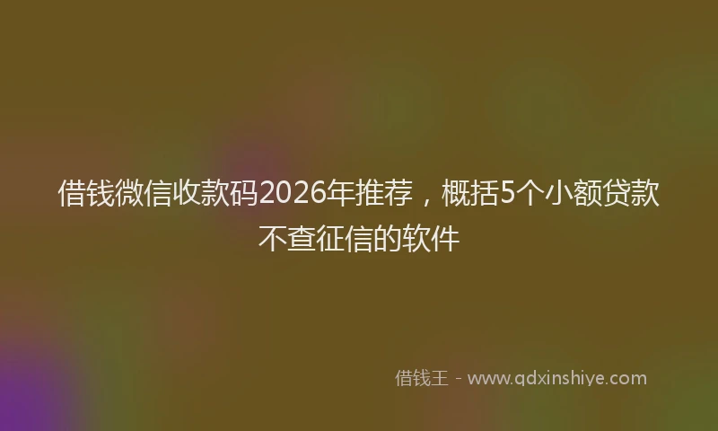 借钱微信收款码2026年推荐，概括5个小额贷款不查征信的软件