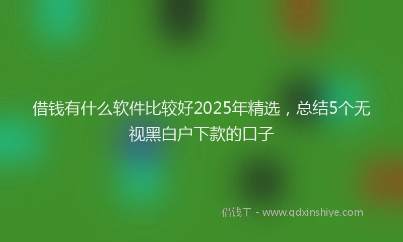 借钱有什么软件比较好2025年精选，总结5个无视黑白户下款的口子