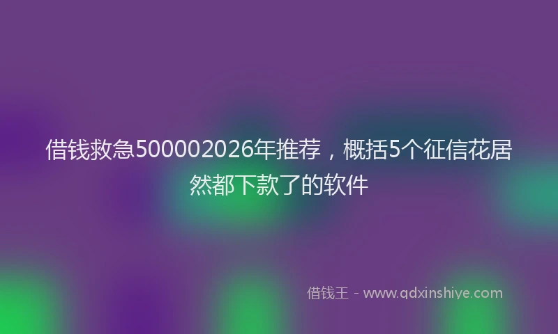 借钱救急500002026年推荐，概括5个征信花居然都下款了的软件
