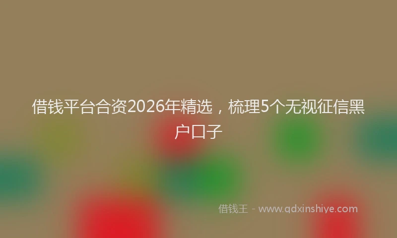 借钱平台合资2026年精选，梳理5个无视征信黑户口子