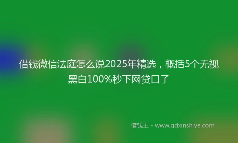 借钱微信法庭怎么说2025年精选，概括5个无视黑白100%秒下网贷口子