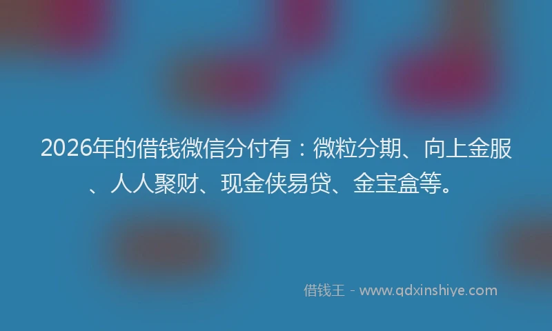 2026年的借钱微信分付有：微粒分期、向上金服、人人聚财、现金侠易贷、金宝盒等。
